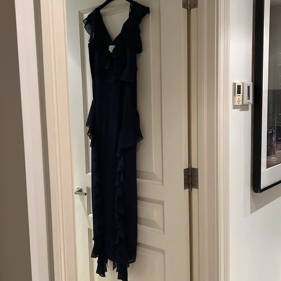 Mikael Aghal navy dress sz 8.  Beautiful and elegant. - Picture 3 of 7